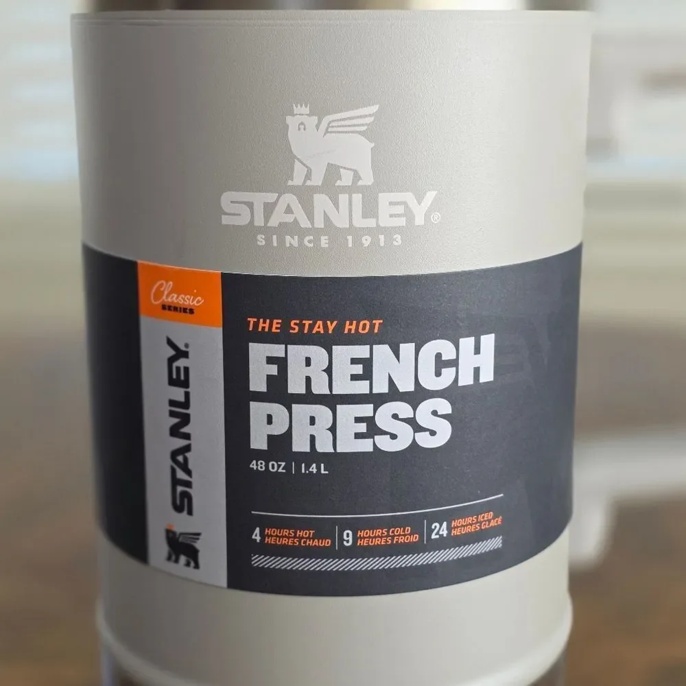 Stanley Stay Hot French Press 48 Oz Classic Series Grey Silver New Coffee Maker - Picture 3 of 7